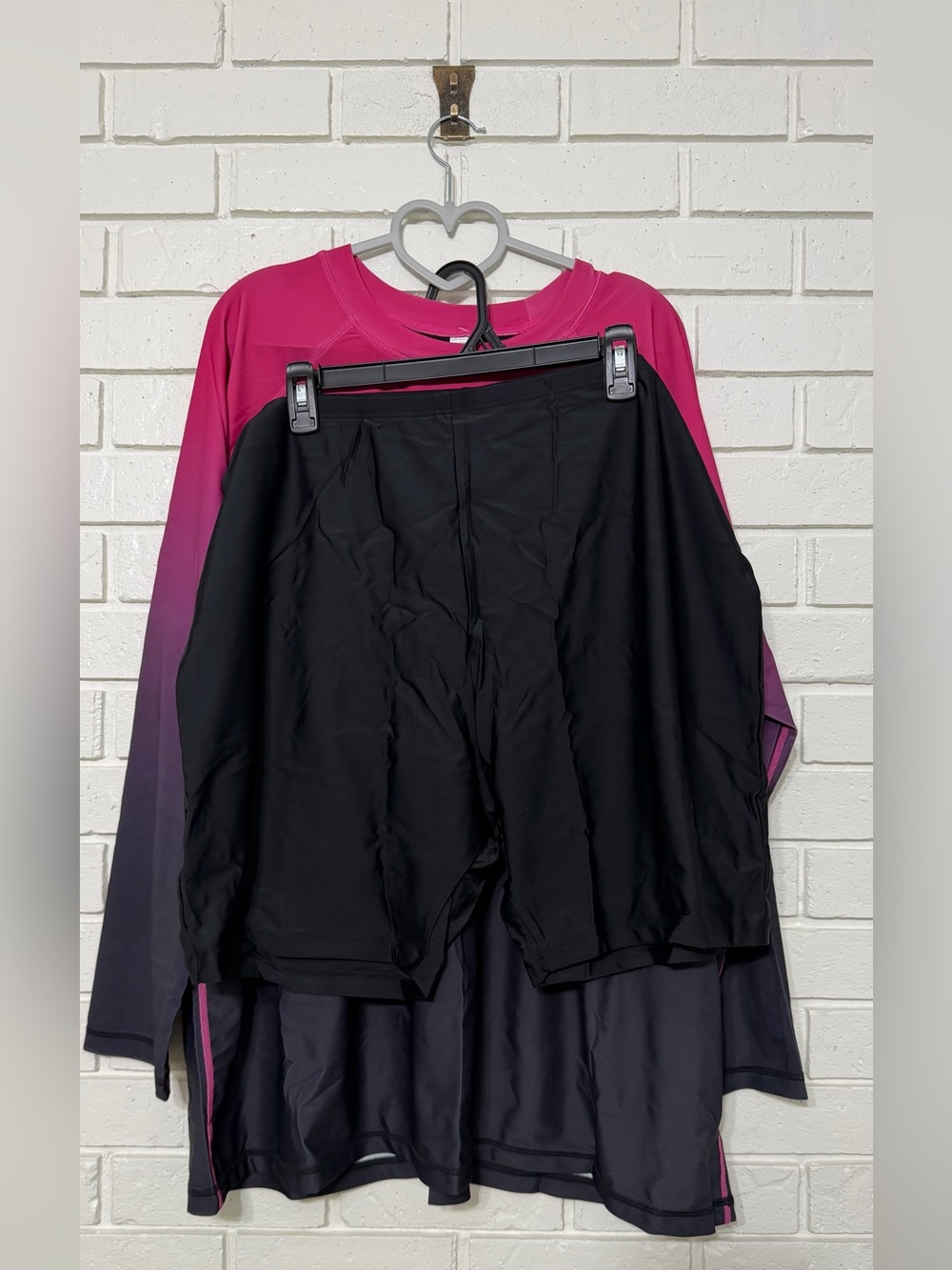 NWT Halcurt 4X Pink Ombre Long Sleeve Swim Shirt & Swim Shorts Set - Picture 7 of 8